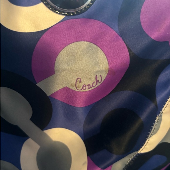 Coach multicolored logo fabric tote with outside end pockets. - Picture 5 of 13